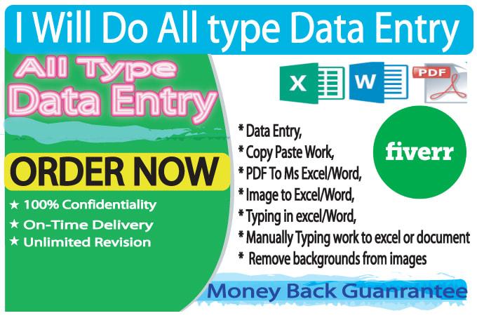I will do all of work related data entry operator with 100% accuracy. And my typing speed innovative