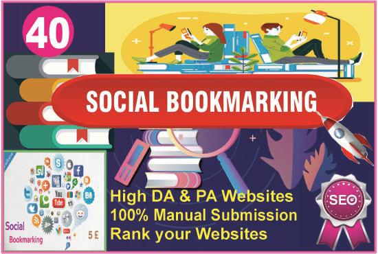I will Create Top 40 Social Bookmarking Backlinks for Ranking your Google Site.