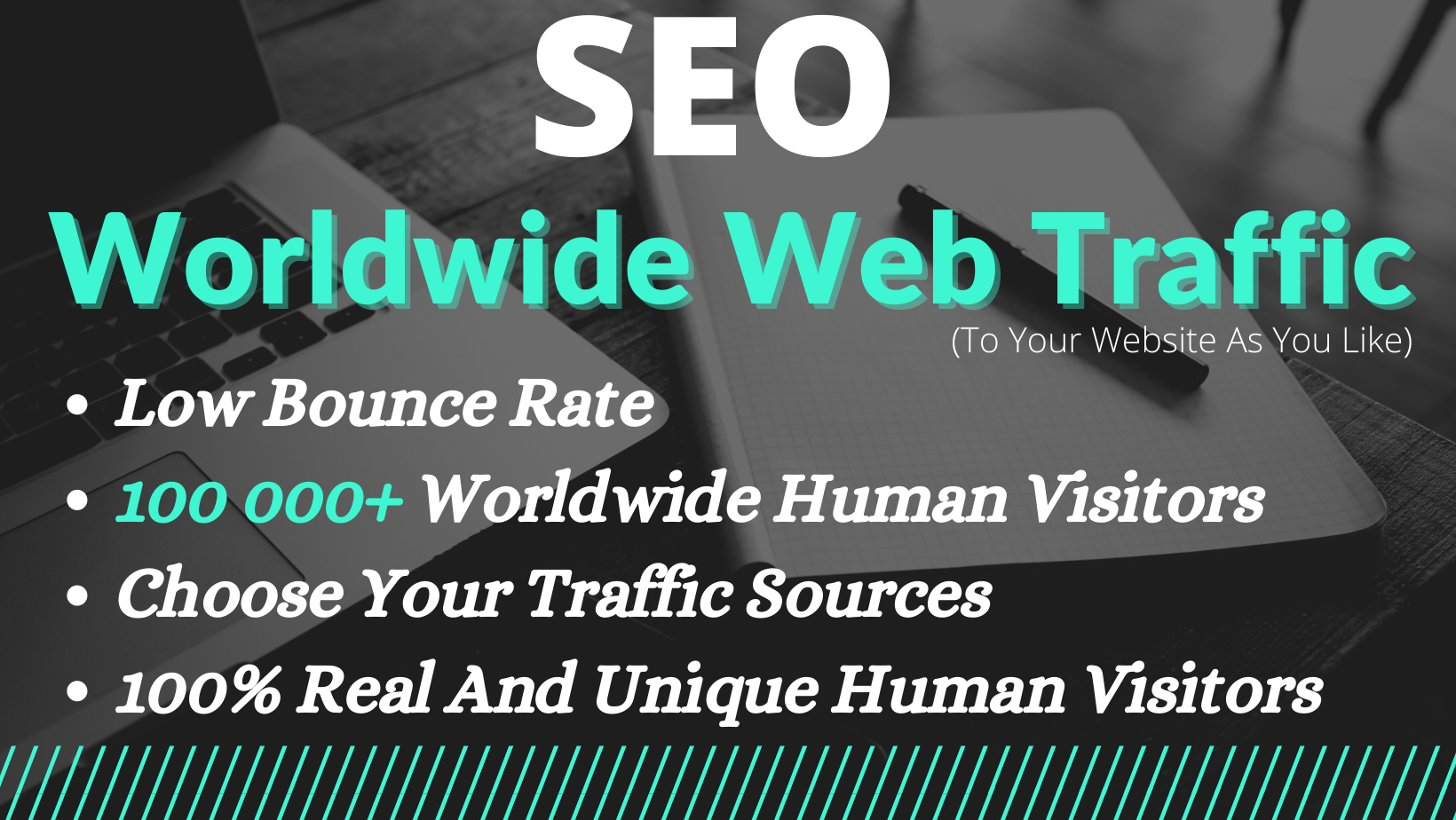 Keyword Targeted 100% Unique Human 100 000+ Organic Web Traffic Within A Month SEO