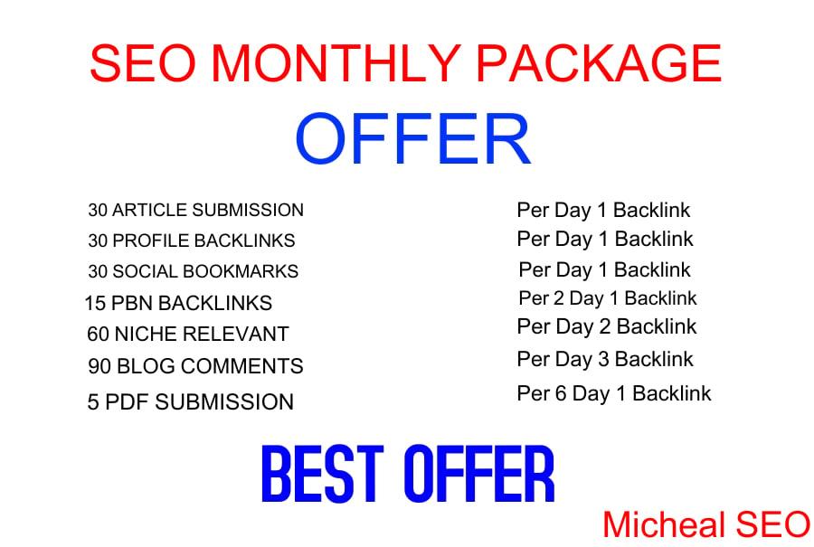 I will provide you monthly SEO backlinks package