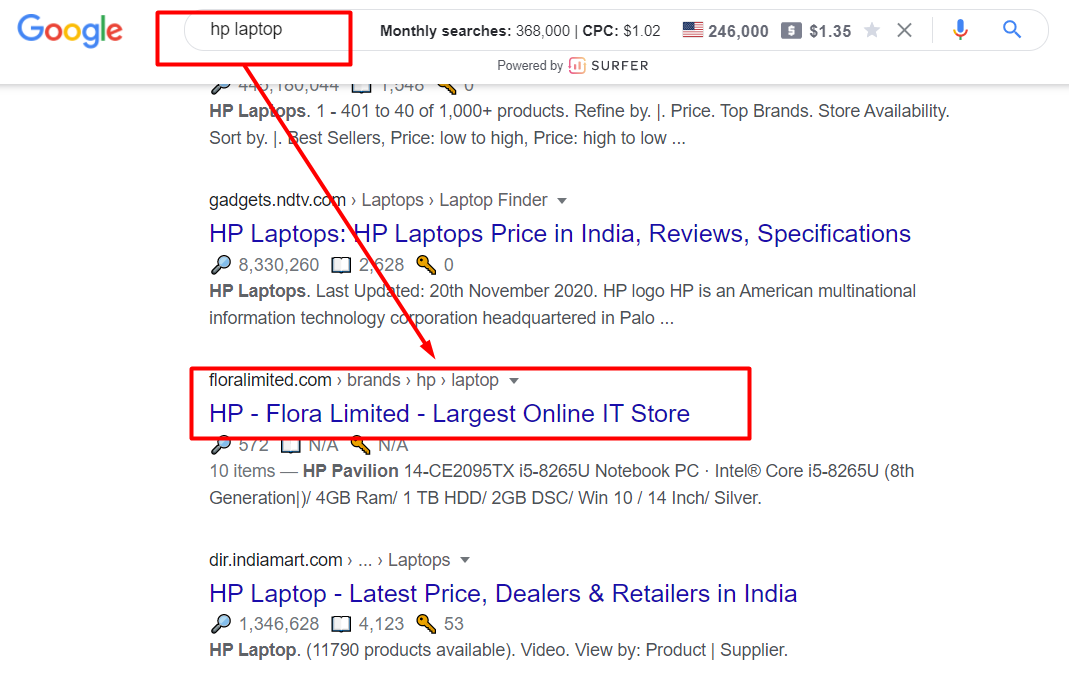 google top ranking in first page with backlinks