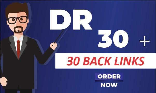 I will create 30 High Quality Backlinks DR 30 +