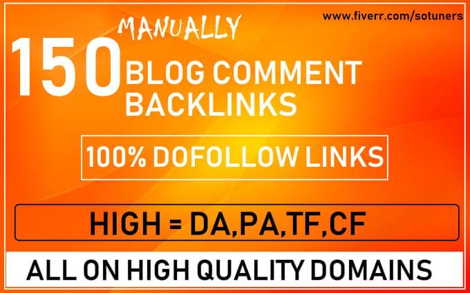 I will create manually 150 unique domain dofollow backlinks on 20+ high DA PA 
