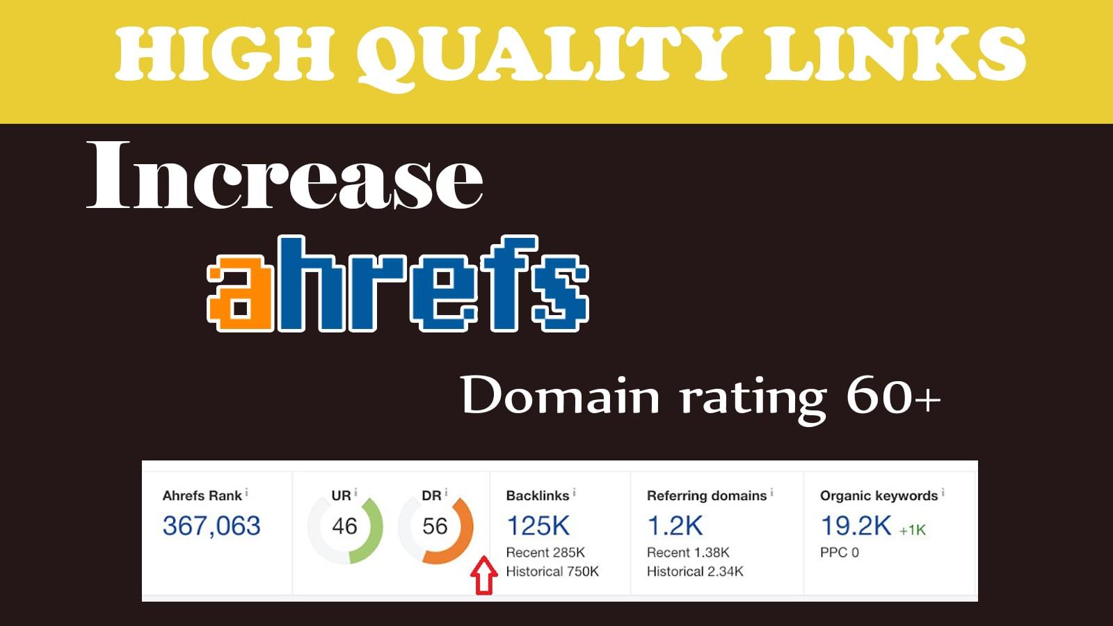 I will increase your domain rating, ahrefs DR 50 + Plus
