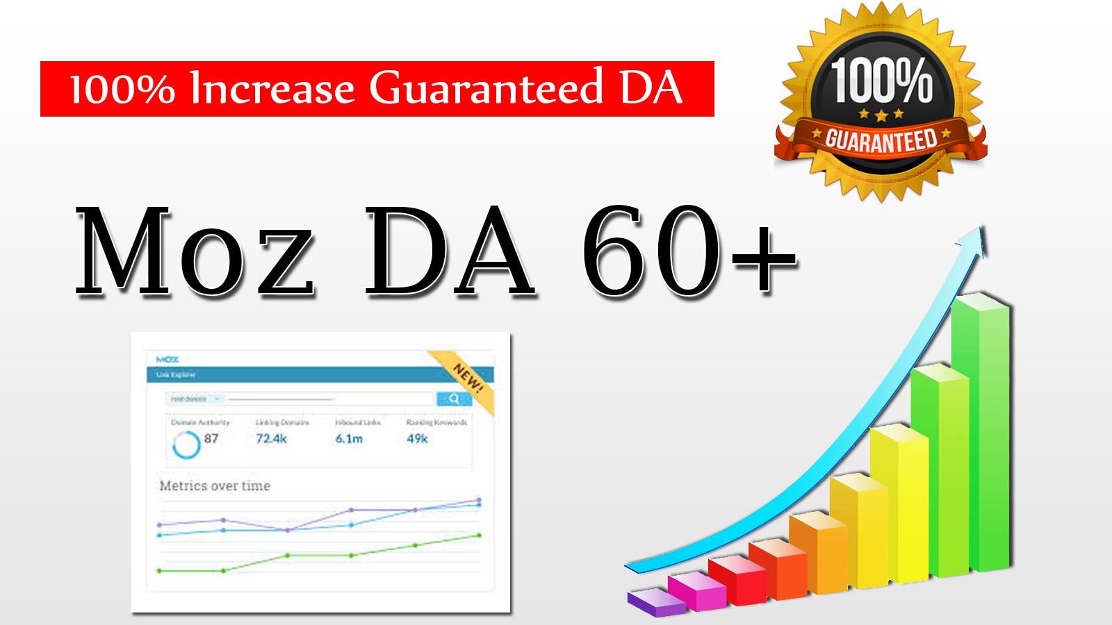 I will increase your domain authority, MOZ DA 50 + Plus