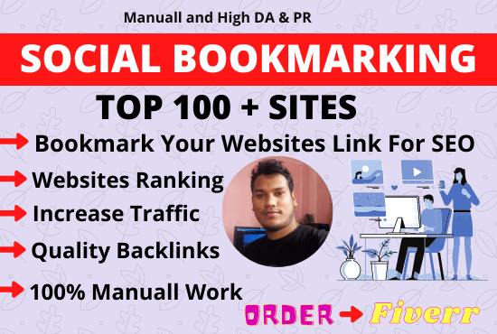 I will create manually 100 social bookmarking on Hight PR DA PA backlink 