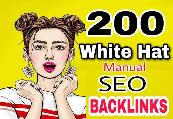 Create manual white hat 200 high pr authority SEO backlinks,link building