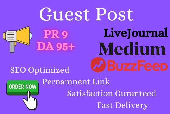 I will do high da pa bakclinks on medium and buzzfeed 