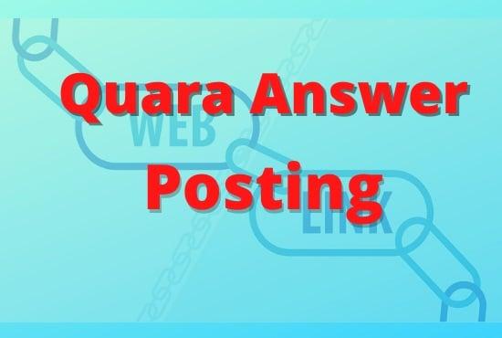 20 high quality quora answer POSTING for promoting your websites with KEYWORDS 