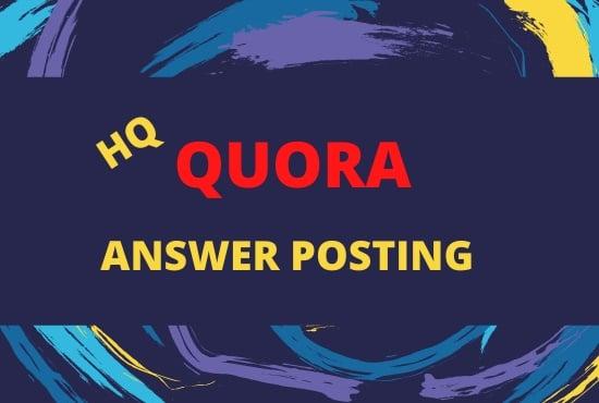 Promote your website with 5 HQ Quora answer posting 