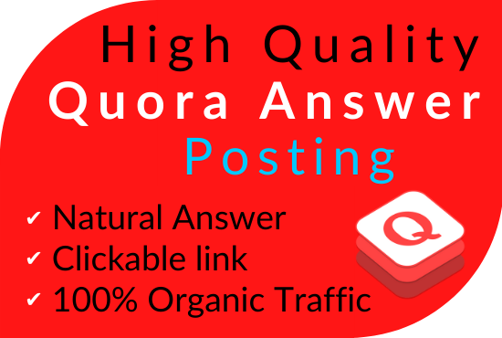 Promote your business or website in 50 unique High quality Quora Answers with your keyword and URL