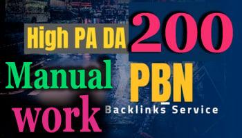 I will do Manual work 200 permanent pbn backlinks da pa Authority 