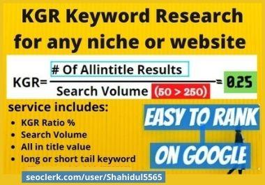 30 Best profitable KGR keyword research for any niche or Keyword