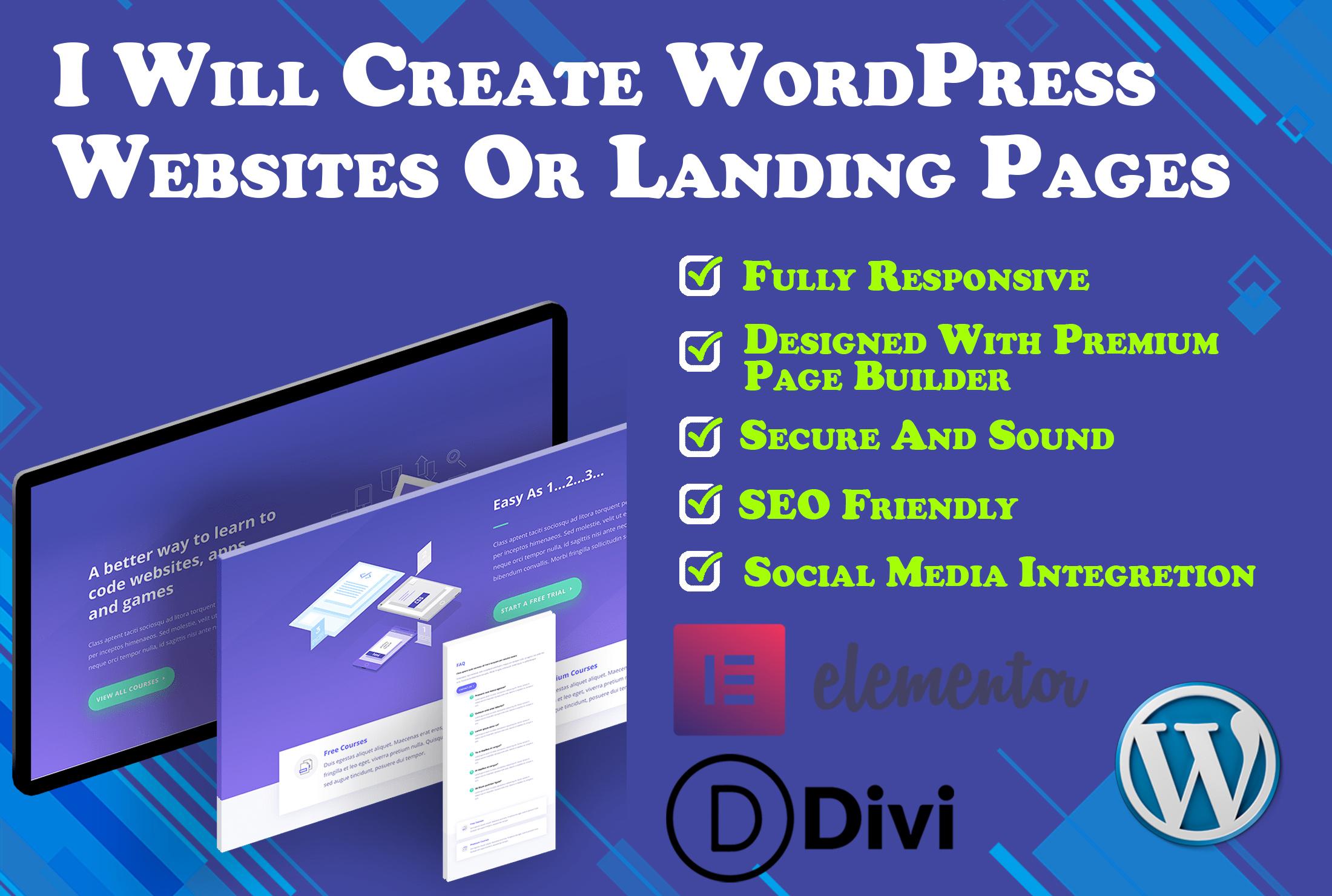 I Will Create Professional WordPress Website Or Landing Pages For Your Business 