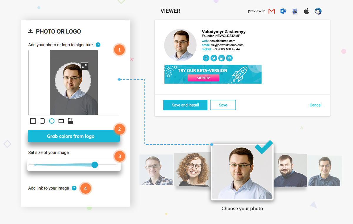 I will create a creative HTML email signature for iphone, outlook and gmail