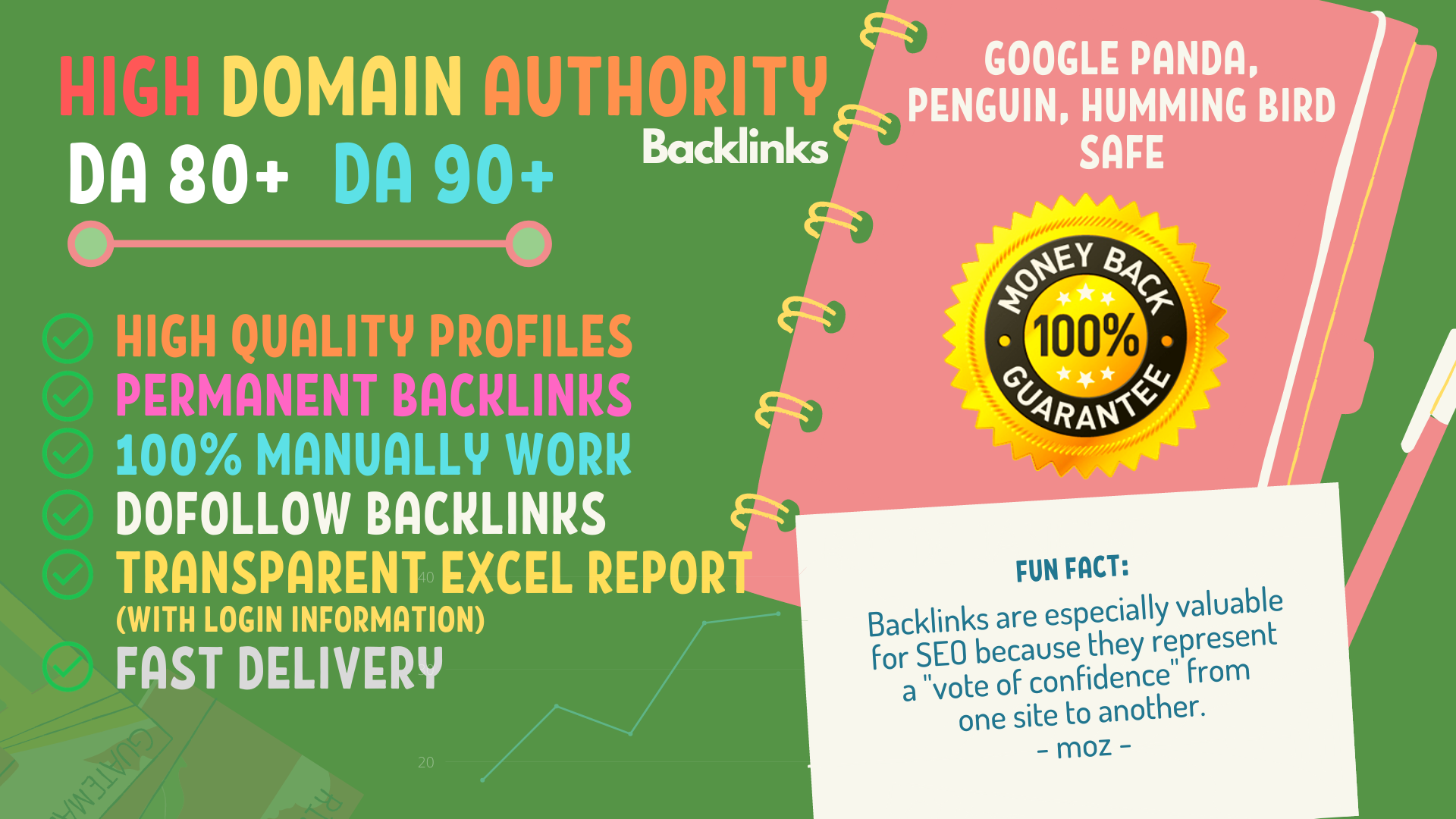 I Will Manually Do 25 High Domain Authority DA 80+ 90+ Backlinks Profile