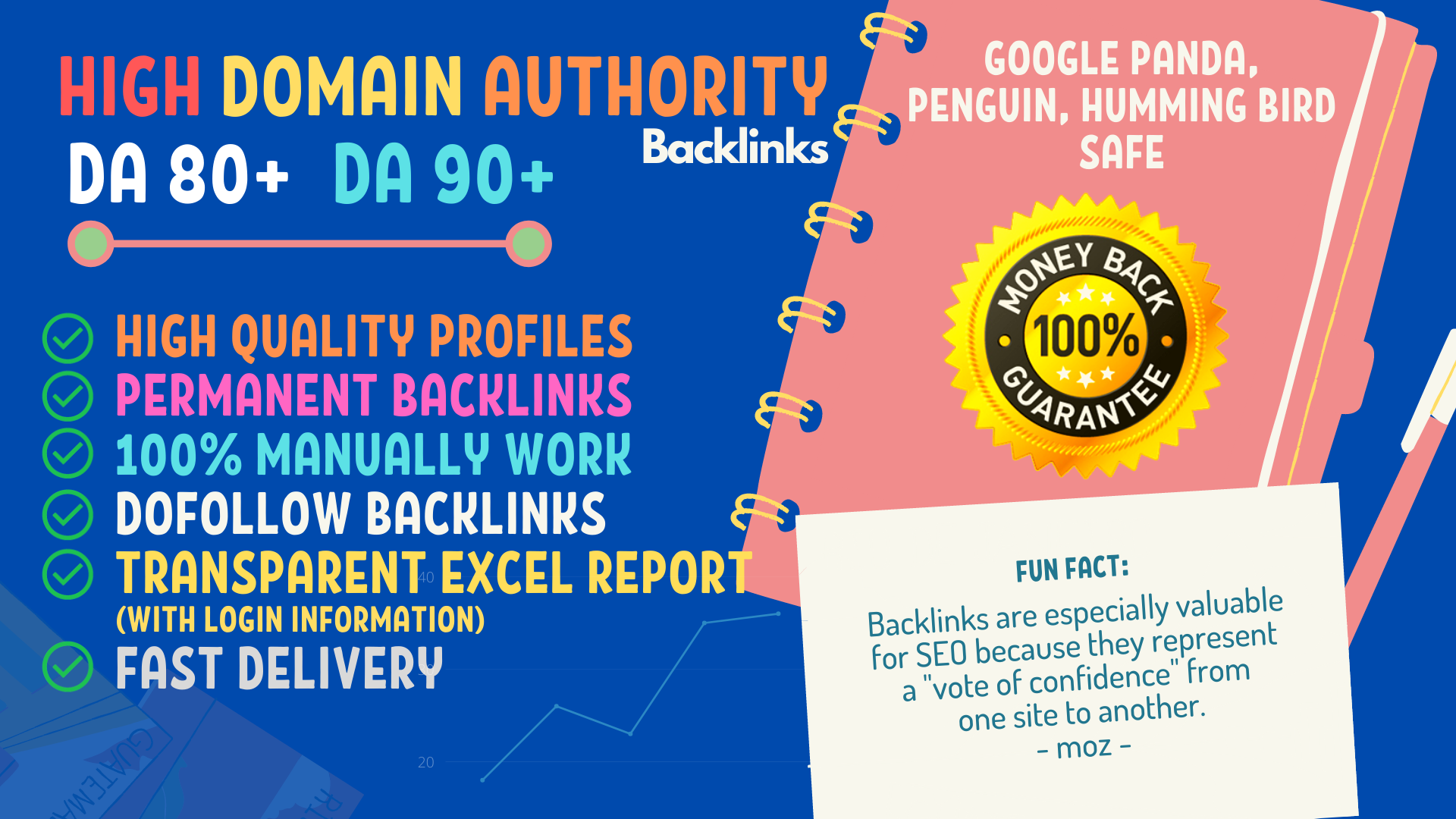 I Will Manually Do 25 High Domain Authority DA 80+ 90+ Backlinks Profile