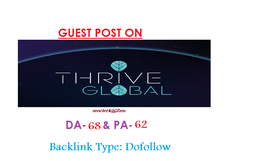 Place a permanent content on Thriveglobal. com DA 65(Indexed)