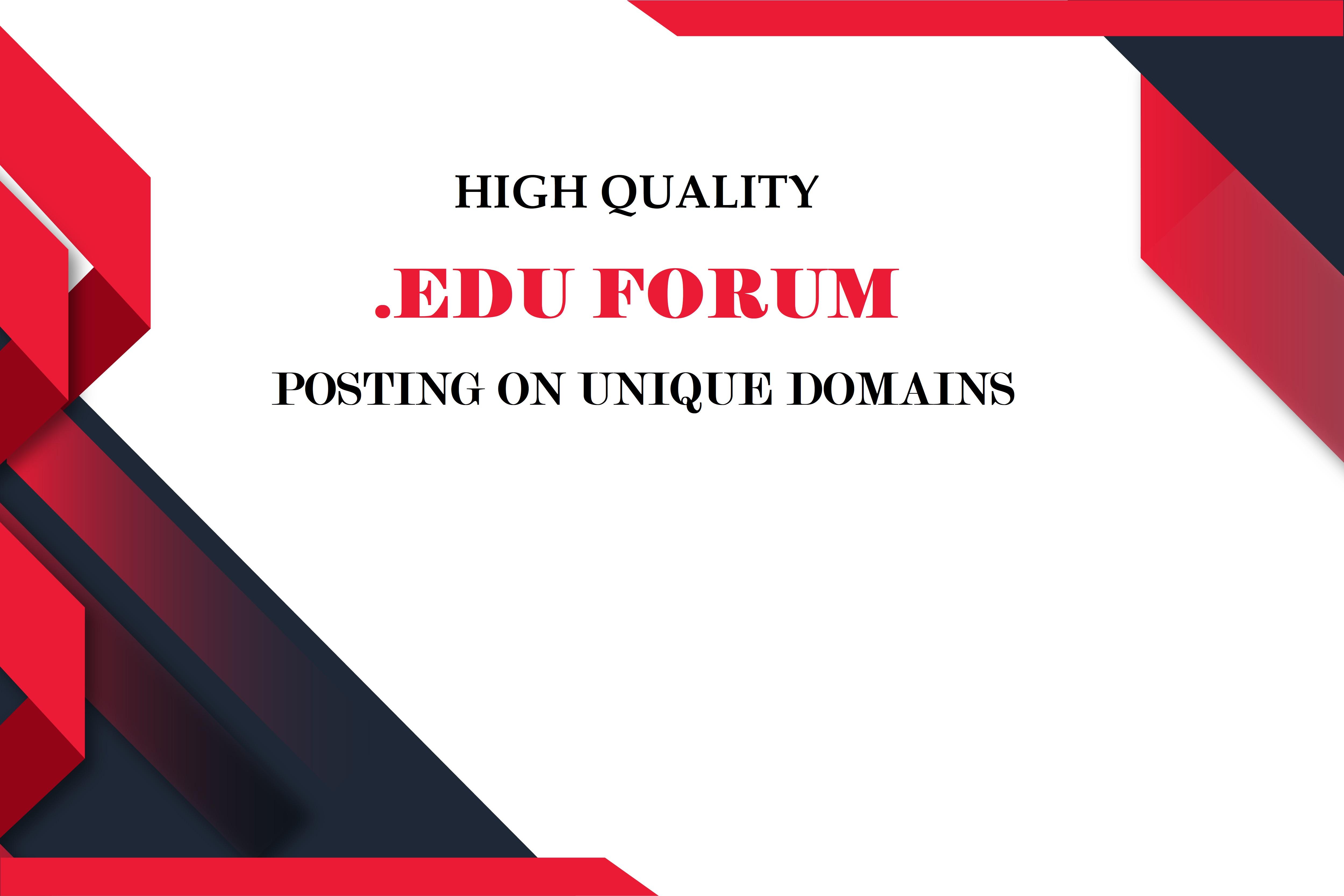I Will Create 30+ High Da High Quality .EDU Forum Posting Backlinks on Unique Domains