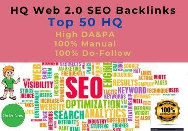 I will provide 50 web 2.0 HQ backlinks