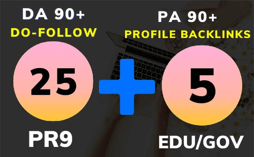All dofollow 90 DA 25 Pr9 and 5 EDU/GOV High DA PA Profile backlinks