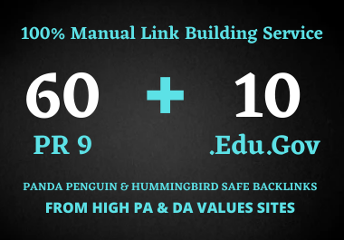 I will Create 60 Pr9 + 10 Edu/Gov Dofollow DA 90+ SEO profile backlinks 