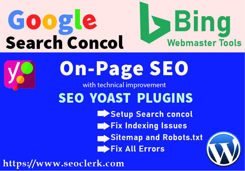 On-page SEO WordPress website Yoast Plugin,Google search Console Index