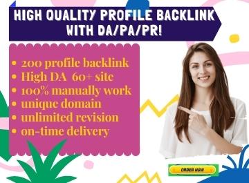 I will Build Manually 200 High DA Profile Backlinks.