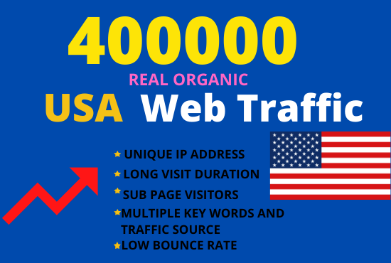 400000 USA Visitors, Real Organic web traffic in 30 days