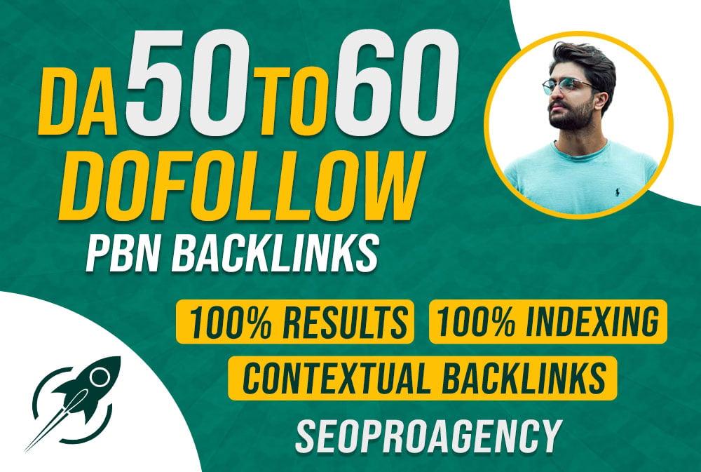 Provide you 5 DA 50 to 60 PBN high quality dofollow backlinks for good seo results 