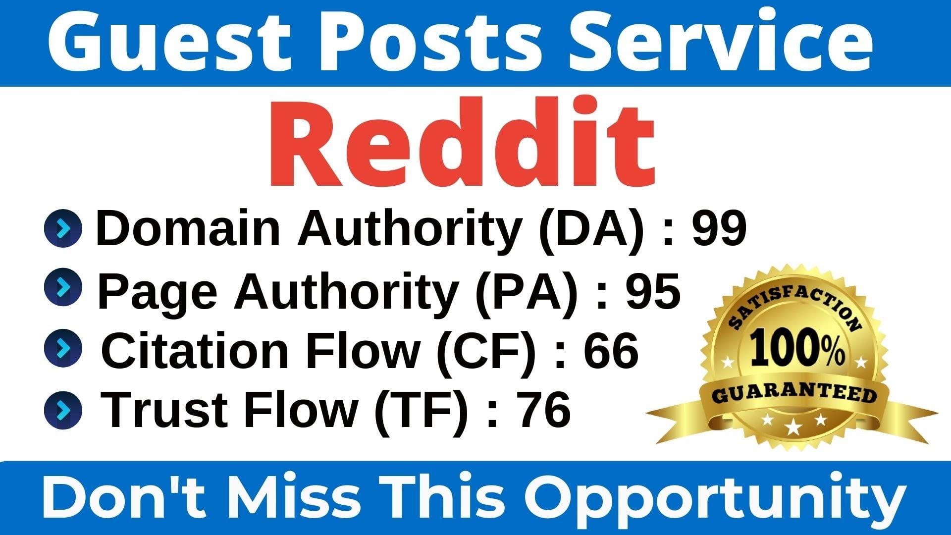 I will Write & Publish A Guest Post On Reddit DA 99, PA 95 With high quality Backlink