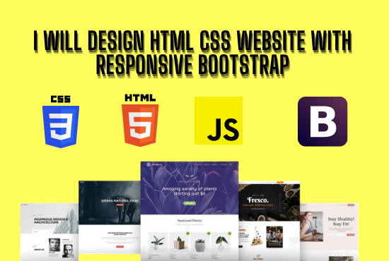 I will design html css website with responsive bootstrap 