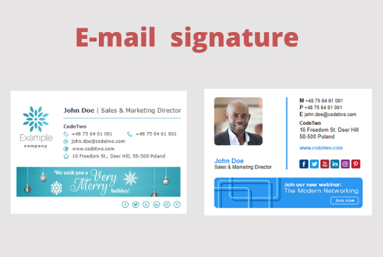 I will create a clickable modern HTML email signature