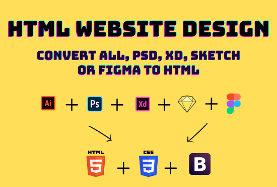 I will design html css website with responsive bootstrap 