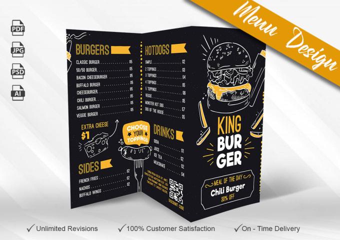 I will design professional & eye catching Food Menu ,Food flyer, restaurant flyer