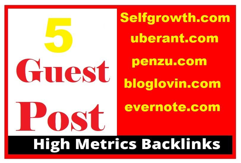 Write And Publish 5 Guest Post On High Da Sites