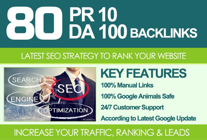  MANUALLY Do 80 UNIQUE PR10 SEO BackIinks on DA100 sites Plus Edu Links