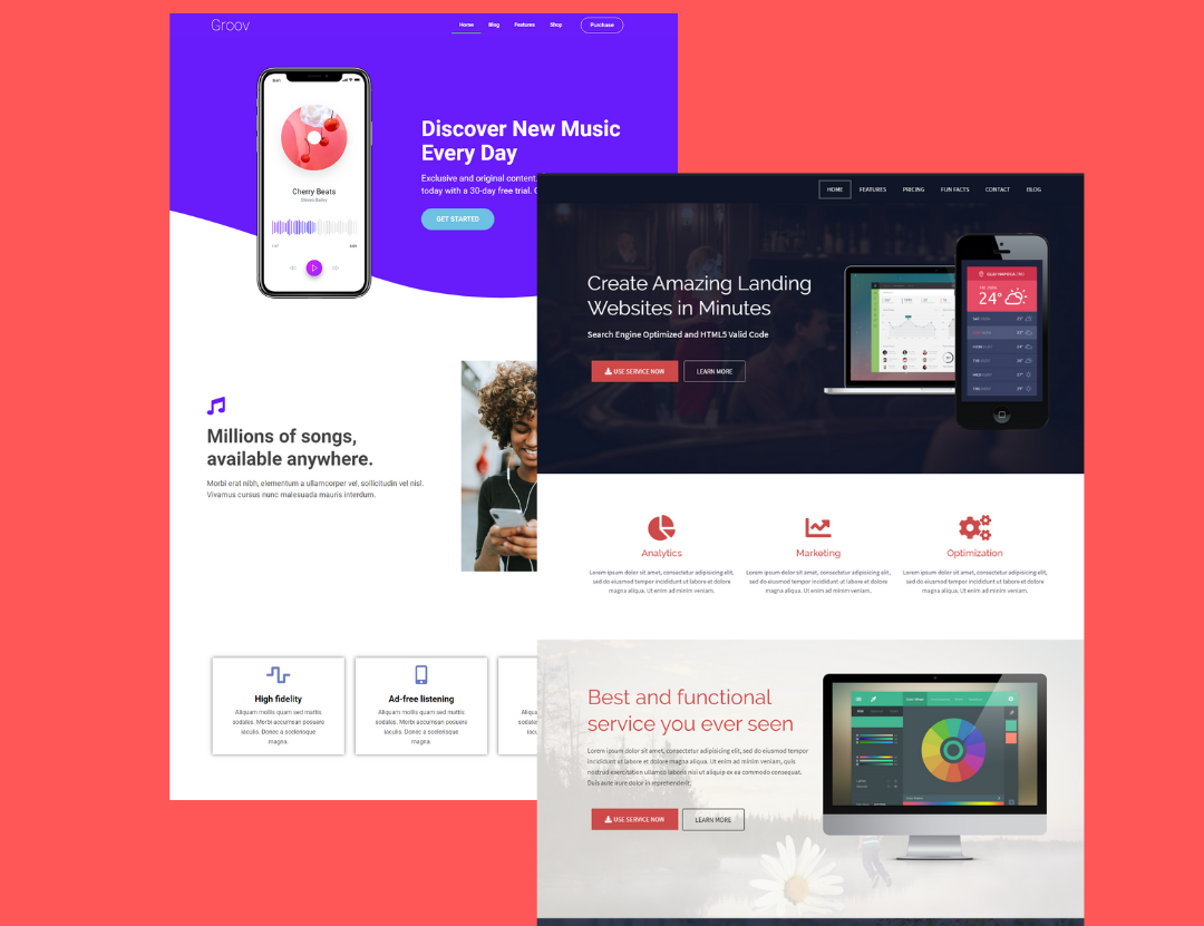 I will create a modern landing page design with responsive 
