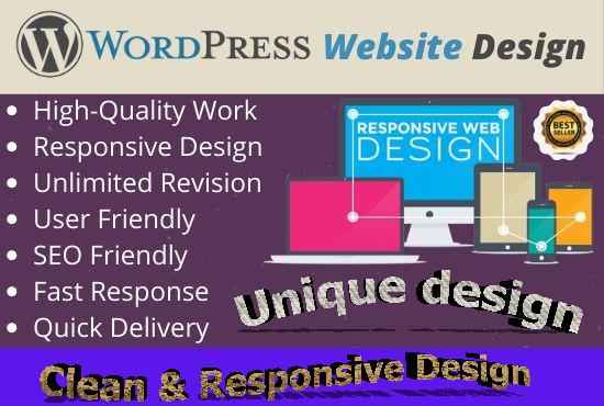 I will build modern wordpress website design clean and fully Responsive