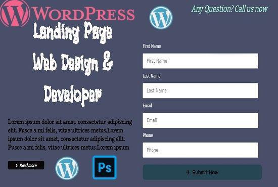 I will design modern responsive wordpress landing page