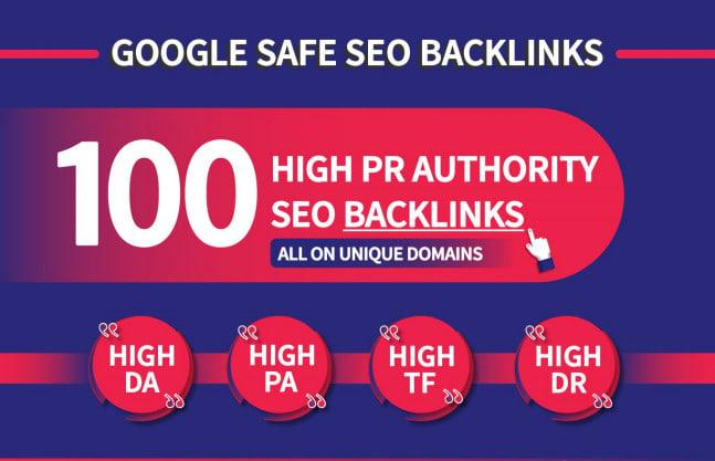 I will build 100 High Quality and High DA PA TF & DR off page SEO Backlinks 