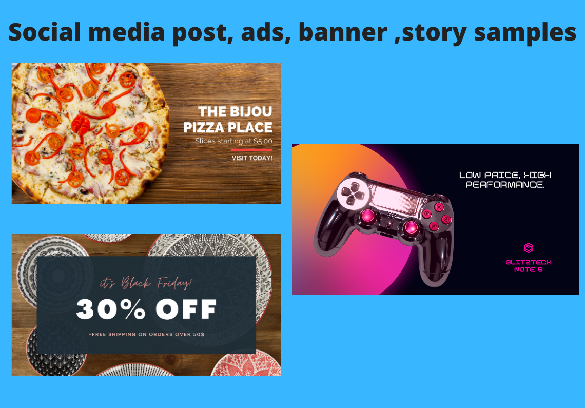 Designing the social media posts, ads by canva 