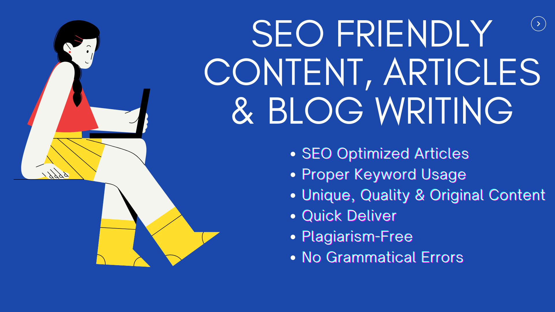I will Do SEO Friendly Content, Articles and Blog writing.