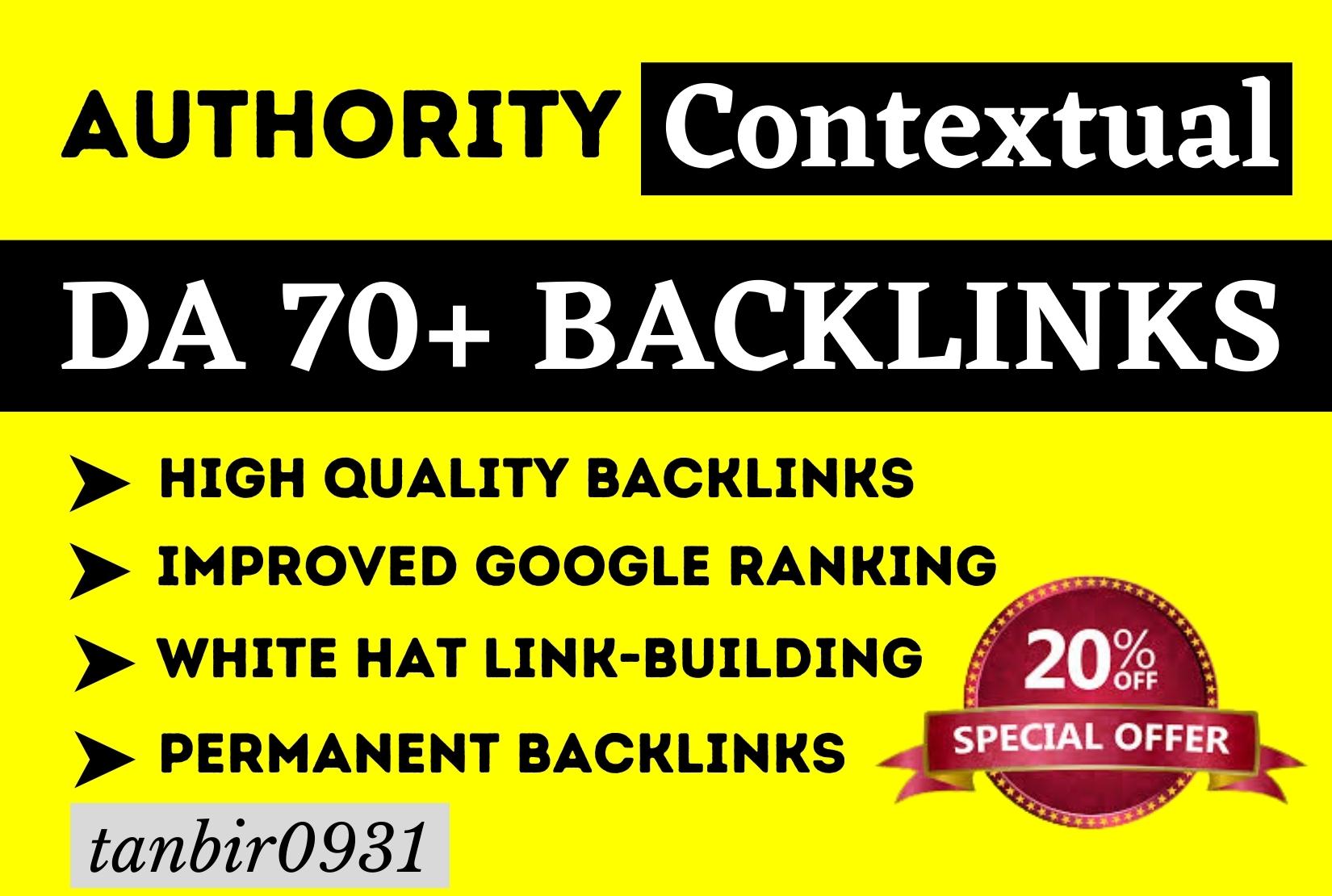 I can create DA 70+ manual SEO dofollow backlinks