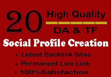 I Will Do 20 HQ Social Profile Creation For Your Website