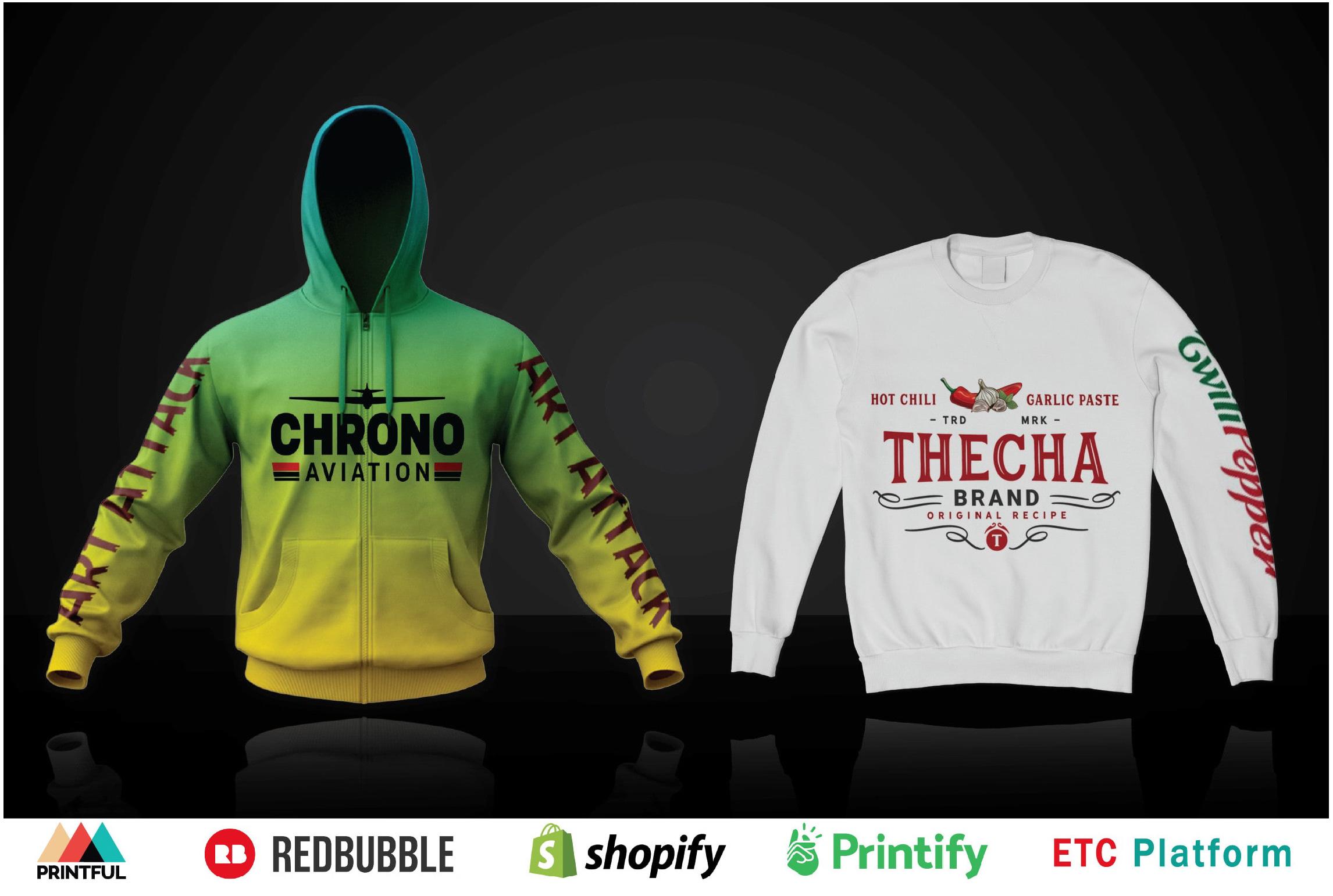 I will design custom sublimation t shirt sweatshirt hoodie streetwear clothing design