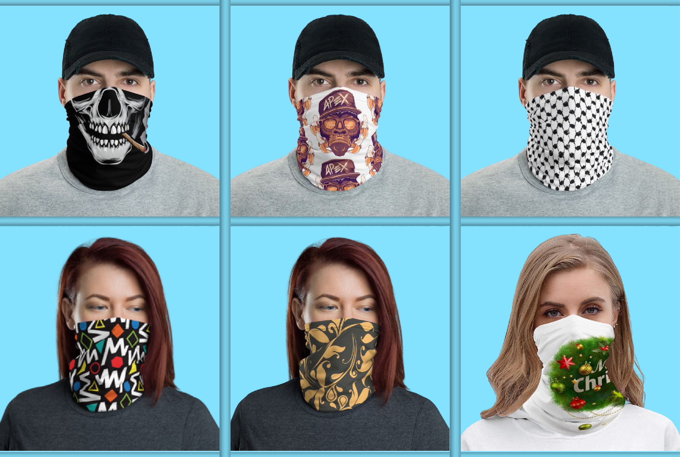 I will design face, winter, neck gaiter mask for you