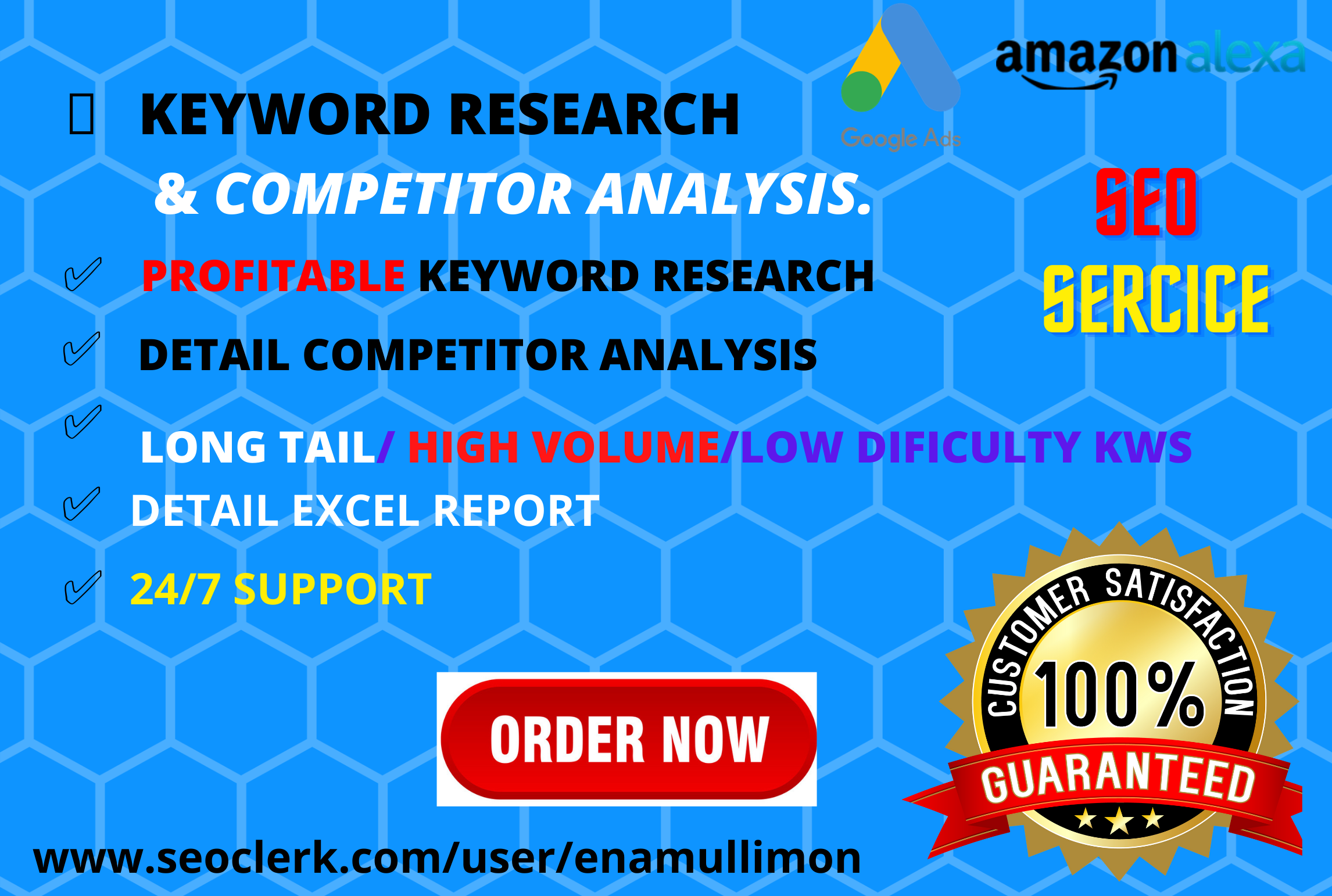 I will do keyword research and competitor analysis for your SEO plan.
