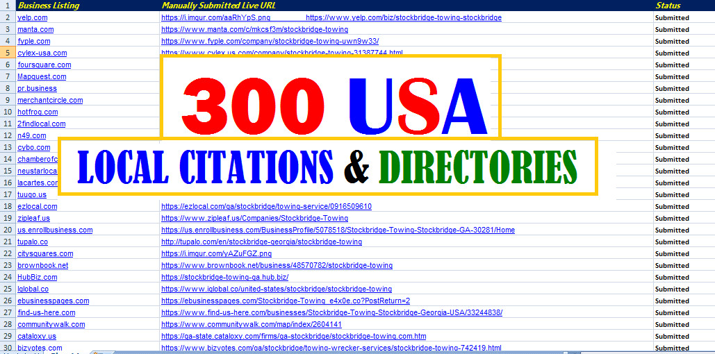 I will list your business in 300 USA local citations and directories
