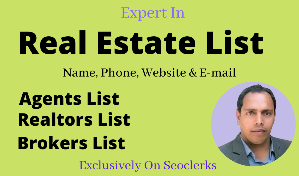 I will build real estate agents, brokers, realtors, and email listing from your city